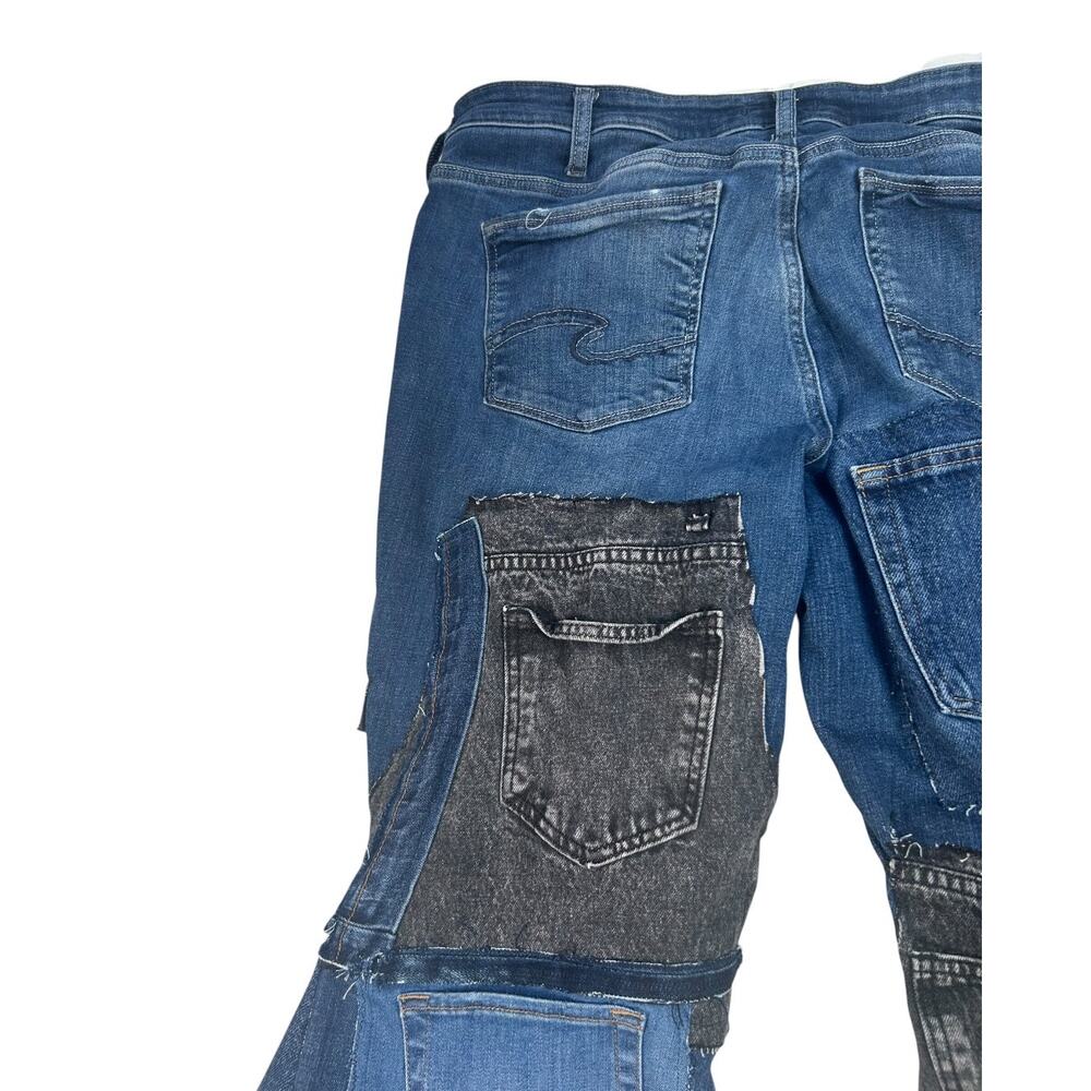 Silver Jeans Co Women’s 18W/L35 Upcycled Patchwork Flare Jeans Boho Y2K OOAK - Picture 12 of 16